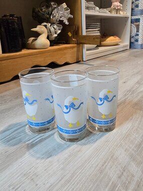 Vintage 1980s Libbey Country Goose Frosted Glasses - Set of 3